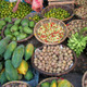 Colourful display of local fruits on sale at a traditional market in Astambul, Indonesia