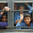 Children on a bus in New Delhi, India Children on a bus in New Delhi, India