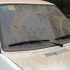 A car caught in a dust storm in Beijing