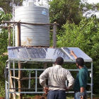 A solar-powered water tank in Ethiopia