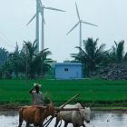 Indian farmer and wind turbines