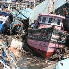 Boats destroyed by the December 2004 tsunami, India