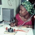 The brain drain limits Africa's ability to create more skilled workers like this trainee physics teacher in Côte d'Ivoire 