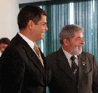 Los presidentes Correa (a la izquierda) y Lula da Silva 