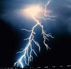 Lightning during a night-time thunderstorm