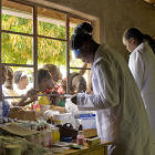 Medical researchers during World Malaria Day 2010