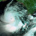 Cyclone Nargis moving across the Bay of Bengal on 1 May 2008