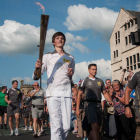 Runner with Olympic torch