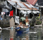 Children in a flooded street