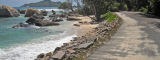 Protective stone wall by the roadside, Seychelles