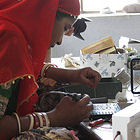 Female solar engineer