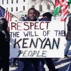 A demonstrator at a march against Kenyan violence