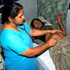 Pregnant woman being examined