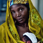 A woman and her baby at a maternal and children's hospital in Nigeria