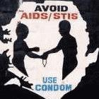 Mural raising awareness that condoms can protect against HIV infection