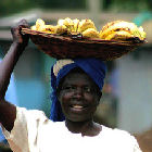 Woman carrying bananas
