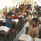 Pupils learning onboard a floating classroom, Bangladesh