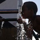 Boy drinking water
