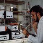 A Brazilian researcher using imunochemistry equipment