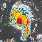 Satellite image of tropical cyclone Marilyn approaching islands in the Caribbean, 1995