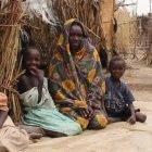 A family at an internally displaced persons camp in Sudan