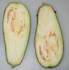 Eggplant sliced in half