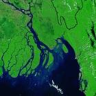 2002 Satellite image of swollen Jamuna river flooding Bangladesh