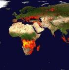 Satellite data showing fires across the African continent