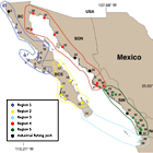 Subregiones pesqueras en le noroeste de México 