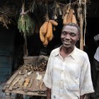 Herbalist selling medicinal plants in Tanzania