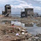 Houses in Indonesia damaged by last year's tsunami