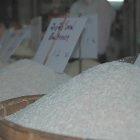 Piles of jasmine rice in a Thai market
