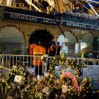 Wreaths laid outside the Argana café