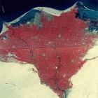 Satellite image of the Nile delta, whose inhabitants will be at risk from a rise in sea level, according to the Egyptian environment ministry