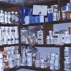 Shelves loaded with drugs and medicines inside the pharmacy of the sociomedical complex.