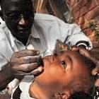 A child receiving the oral polio vaccine
