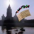 Banner in Russian and English demands President Putin ratify Kyoto Treaty 