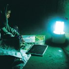 Studying by solar lantern