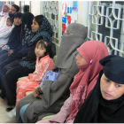Patients waiting to be tested for the thalassaemia gene in Karachi, India.