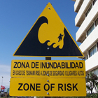 Advertencia de zona de riesgo de tsunami
